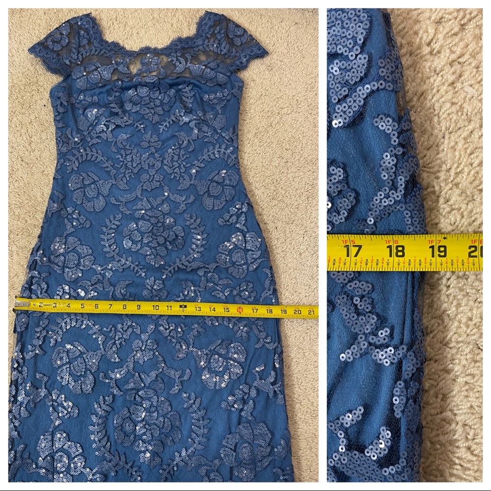 Tadashi Shoji PAILLETTE EMBROIDERED LACE CAP SLEEVE GOWN - Picture 10 of 10